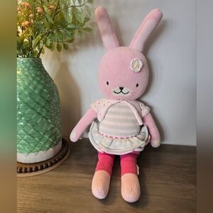 Cuddle + Kind 'Chloe the Bunny' Pink Bunny Plush Hand-Knit Stuffed Doll